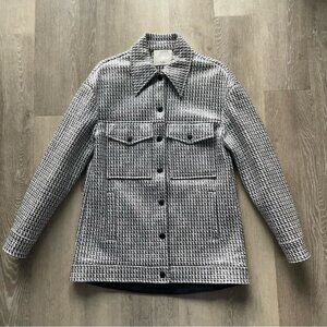 Tibi Woven Houndstooth Black White Coated Jacket Pointed Collar Sample